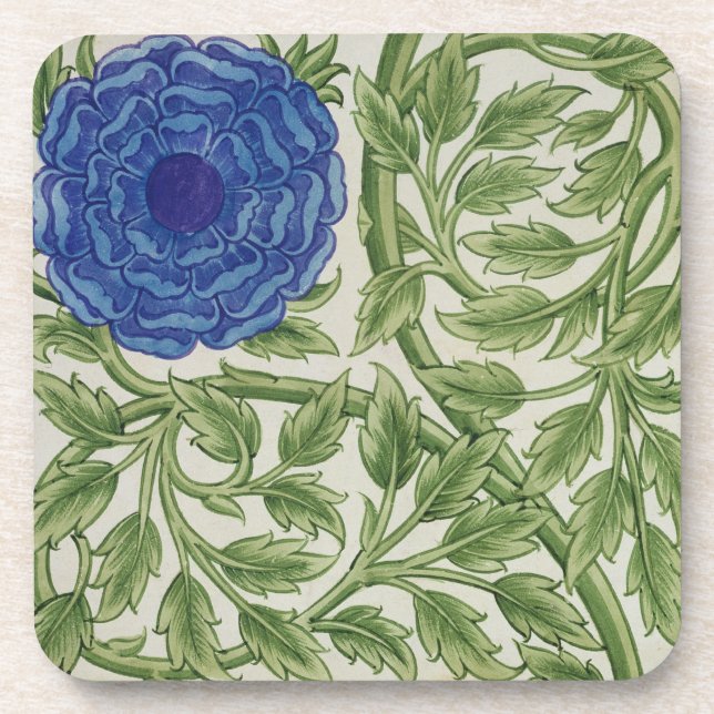 Plant with a blue flower (w/c on paper) coaster (Front)