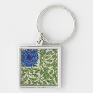 Plant with a blue flower (w/c on paper) key ring