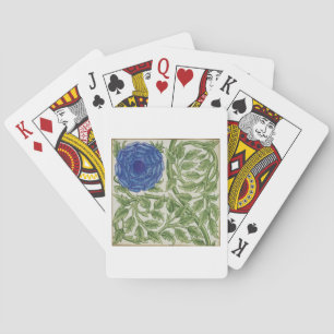 Plant with a blue flower (w/c on paper) playing cards