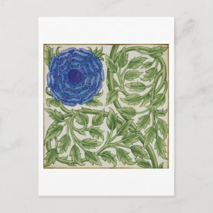 Plant with a blue flower (w/c on paper) postcard