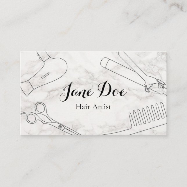 Plantilla de tarjeta de visita Hair Stylist Business Card (Front)