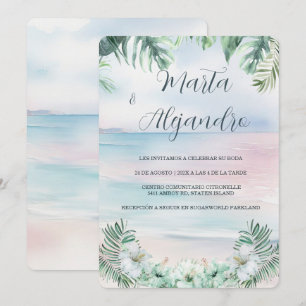 Plantillas de boda tropicales en acuarela invitation