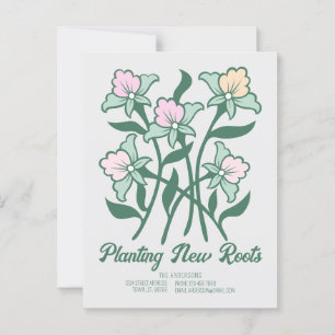 Planting New Roots Elegant floral New address Postcard