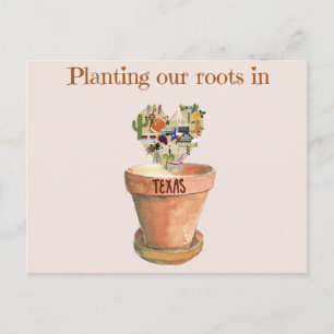 Planting our roots in Texas new home announcement Postcard