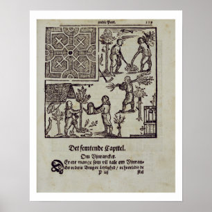 Planting trees, from 'The Dutch Gardener' by Johan Poster