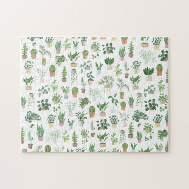 Plantita House Plants and Pots Pattern Jigsaw Puzzle (Horizontal)