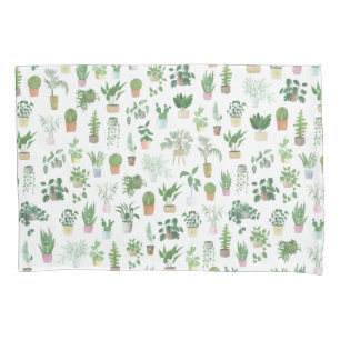 Plantita House Plants and Pots Pattern Pillowcase