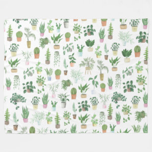 Plantita House Plants and Pots Pattern Tote Bag Fleece Blanket