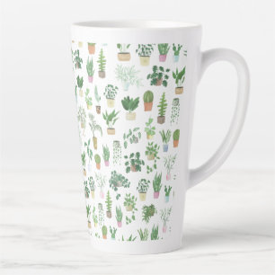 Plantita House Plants and Pots Pattern Tote Bag Latte Mug