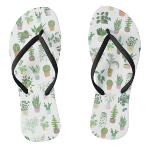 Plantita House Plants and Pots Pattern Tote Bag Thongs