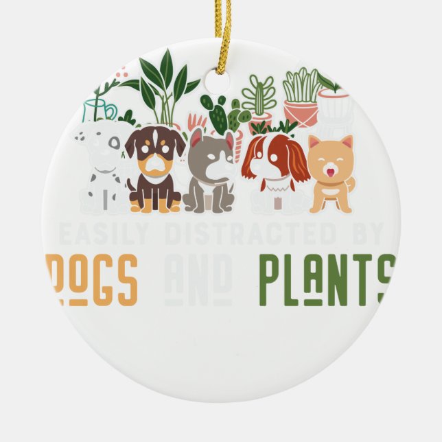 Plants-and-Dogs-Plant-Lover Ceramic Ornament (Front)