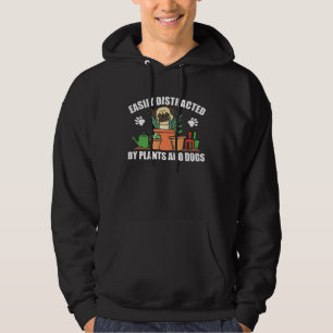 Plants And Dogs Pugs In The Garden Flower Gardene Hoodie