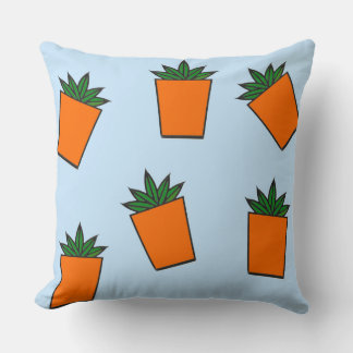 Plants and Orange Pots Scattered Design Cushion
