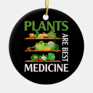 Plants Are Best Medicine Vegan Whole Food Plant Ceramic Ornament