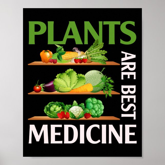 Plants Are Best Medicine Vegan Whole Food Plant Poster (Front)