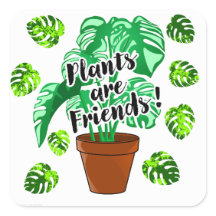 Plants are Friends Potted Monstera sticker