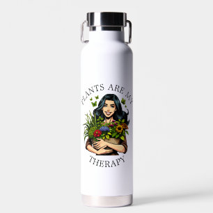 Plants are my Therapy   Funny Plant Addict Water Bottle