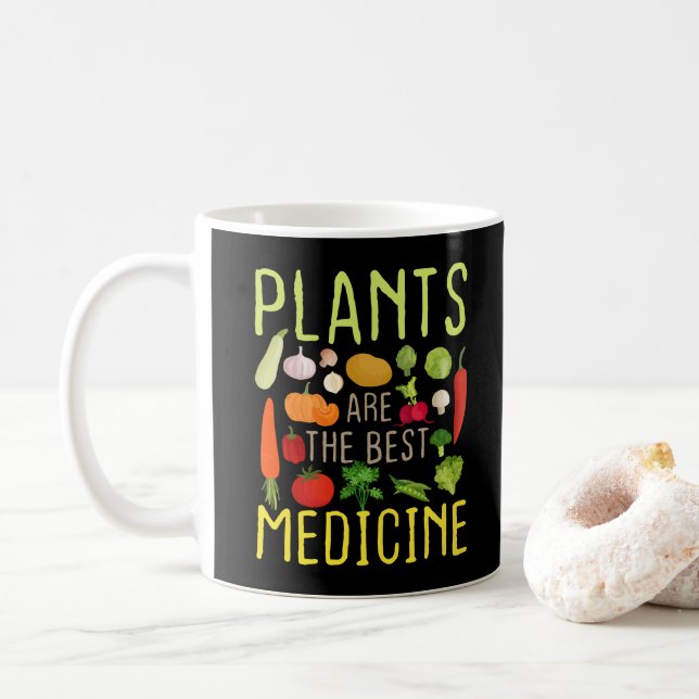 Plants Are The Best Medicine Cool Vegan Vegetarian Coffee Mug (With Donut)