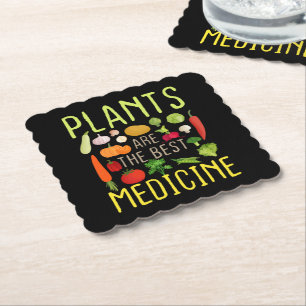 Plants Are The Best Medicine Cool Vegan Vegetarian Paper Coaster