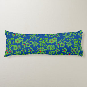 Plants based patterns (6).green Blue BG Body Cushion