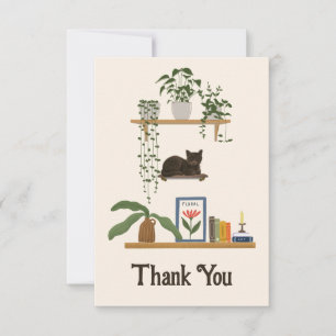 Plants, Cats And Books - Bookish Cat Aesthetic Thank You Card