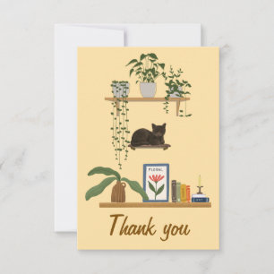 Plants, Cats And Books - Bookish Cat Aesthetic Thank You Card