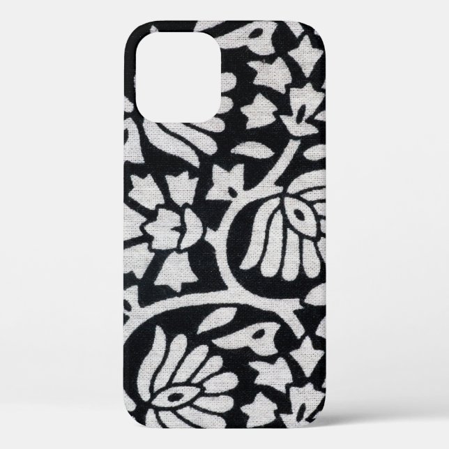 Plants, flowers, abstract black-white tablecloth. Case-Mate iPhone case (Back)