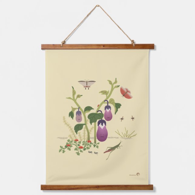 Plants & Insects _Eggplant Hanging Tapestry (Front)