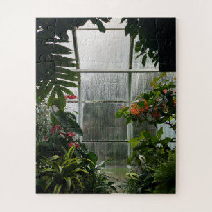 Plants Inside Greenhouse on Rainy Day Jigsaw Puzzle
