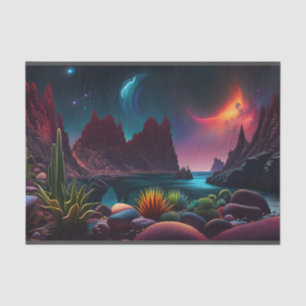 Plants on an Alien planet under stars  Tissue Paper
