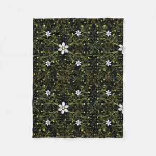 Plants pattern.10b Black BG Fleece Blanket