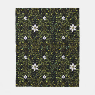 Plants pattern.10b Black BG Fleece Blanket
