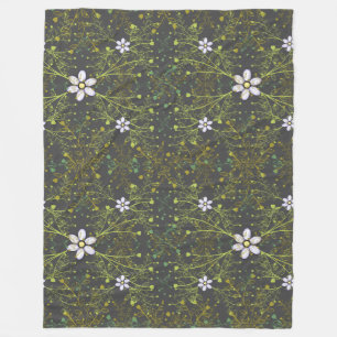 Plants pattern.10b DGrey BG Fleece Blanket