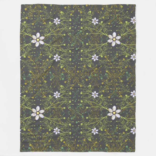 Plants pattern.10b DGrey BG Fleece Blanket (Front)