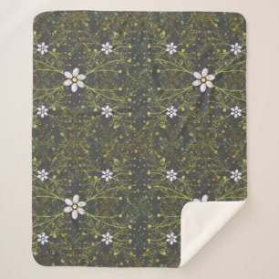 Plants pattern.10b DGrey BG Sherpa Blanket