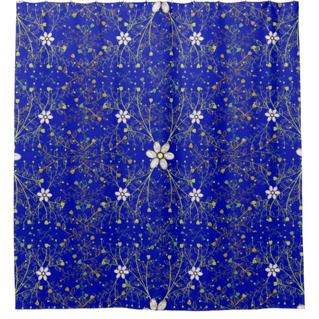 Plants pattern 10bx4 Bblue BG Shower Curtain (Front)