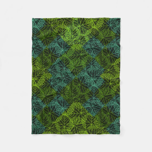Plants pattern.11b Black BG Fleece Blanket (Front)