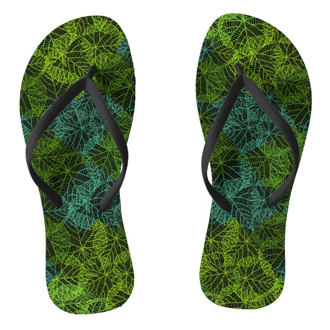 Plants pattern.11b Black BG Thongs (Footbed)