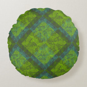 Plants pattern.12c DGrey BG Round Cushion