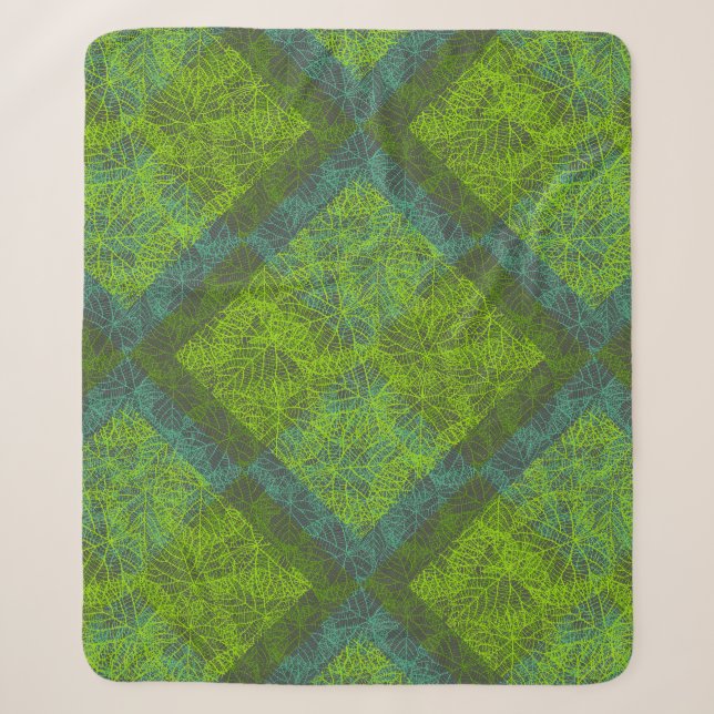 Plants pattern.12c DGrey BG Sherpa Blanket (Front)