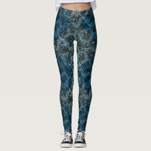 Plants Pattern 13b Black BG Leggings