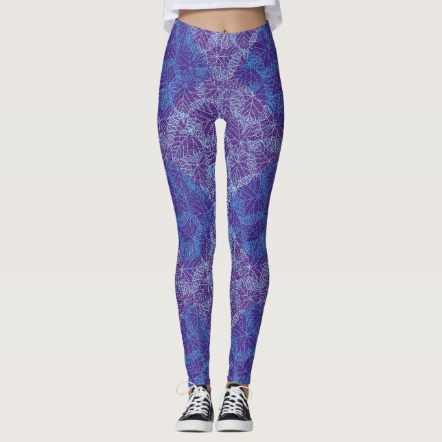 Plants Pattern 13b Purple BG Leggings (Front)