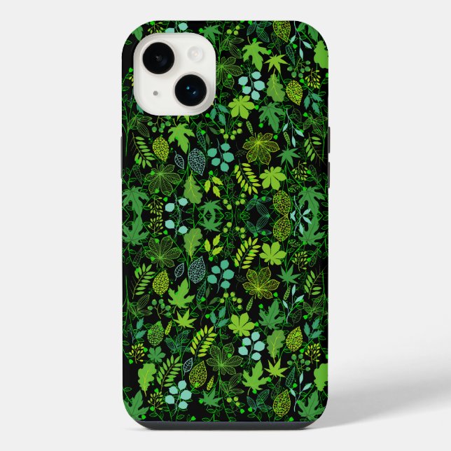 Plants pattern.14b Black BG iPhone Case (Back)