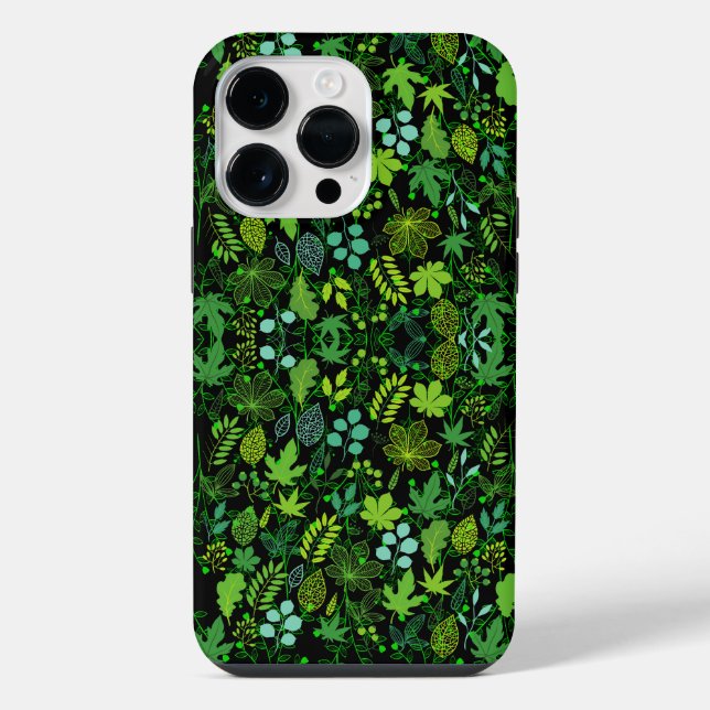 Plants pattern.14b Black BG iPhone Case (Back)