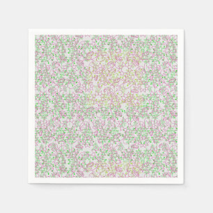 Plants pattern.14C Pink Floral Black BG Napkin