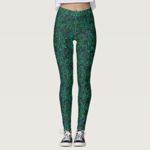 Plants pattern.14D Green floral Dgrey BG Leggings