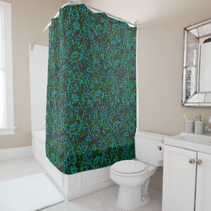 Plants pattern.14D Green floral Dgrey BG Shower Curtain
