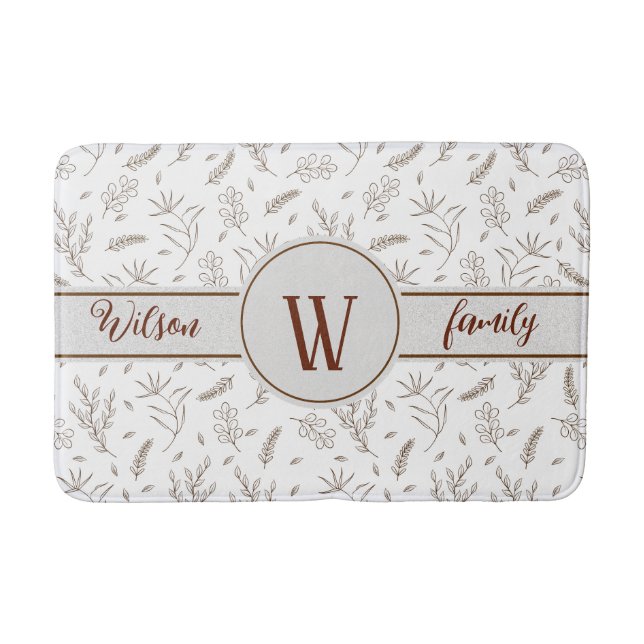 Plants Pattern 5 Background Colour Options Bath Mat (Front)