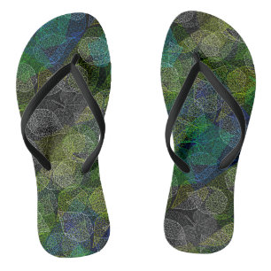 Plants pattern A02.b Leaves Black BG Thongs