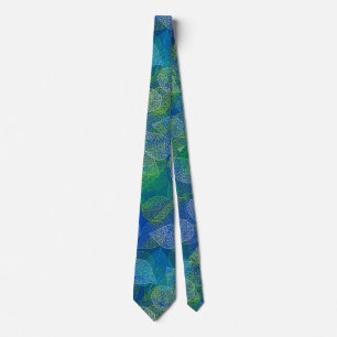 Plants pattern A02.b Leaves Blue BG Tie